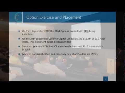 Cadence Capital Limited 2012 AGM Presentation Webcast